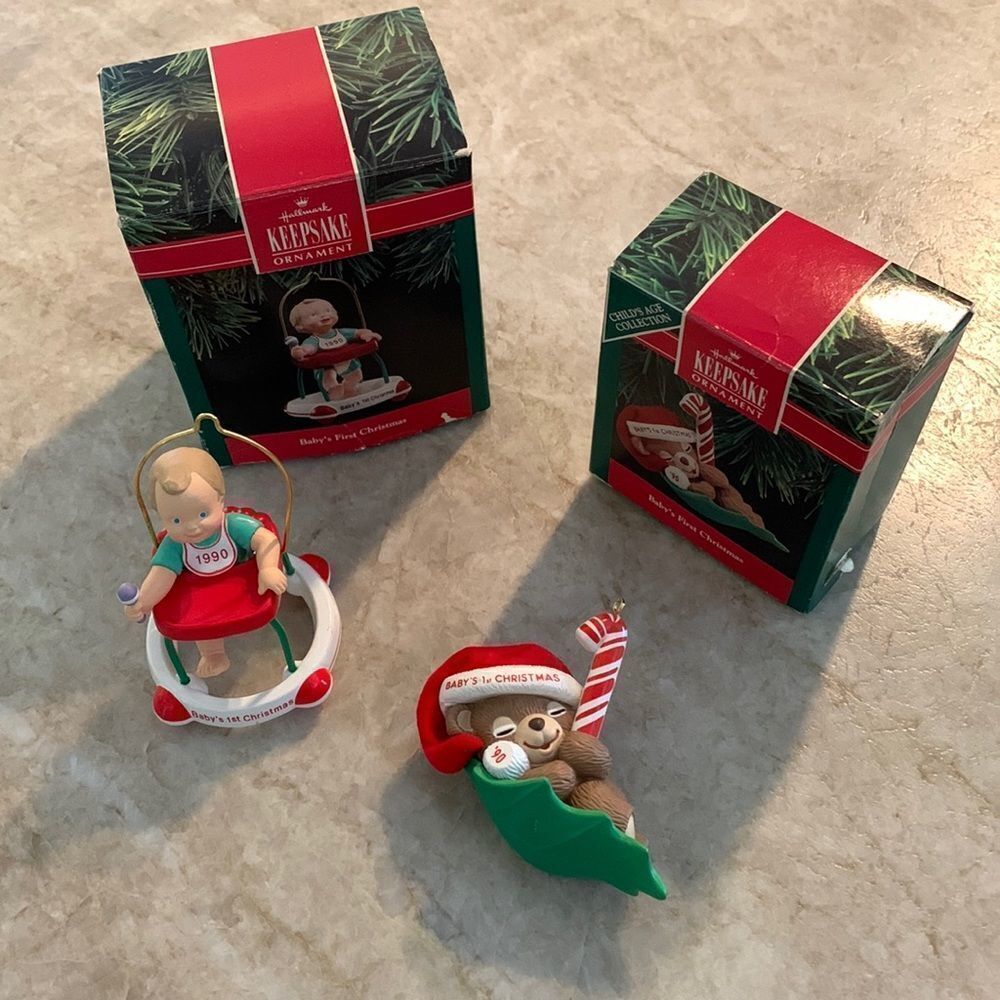 2 Vintage Hallmark Baby Ornaments